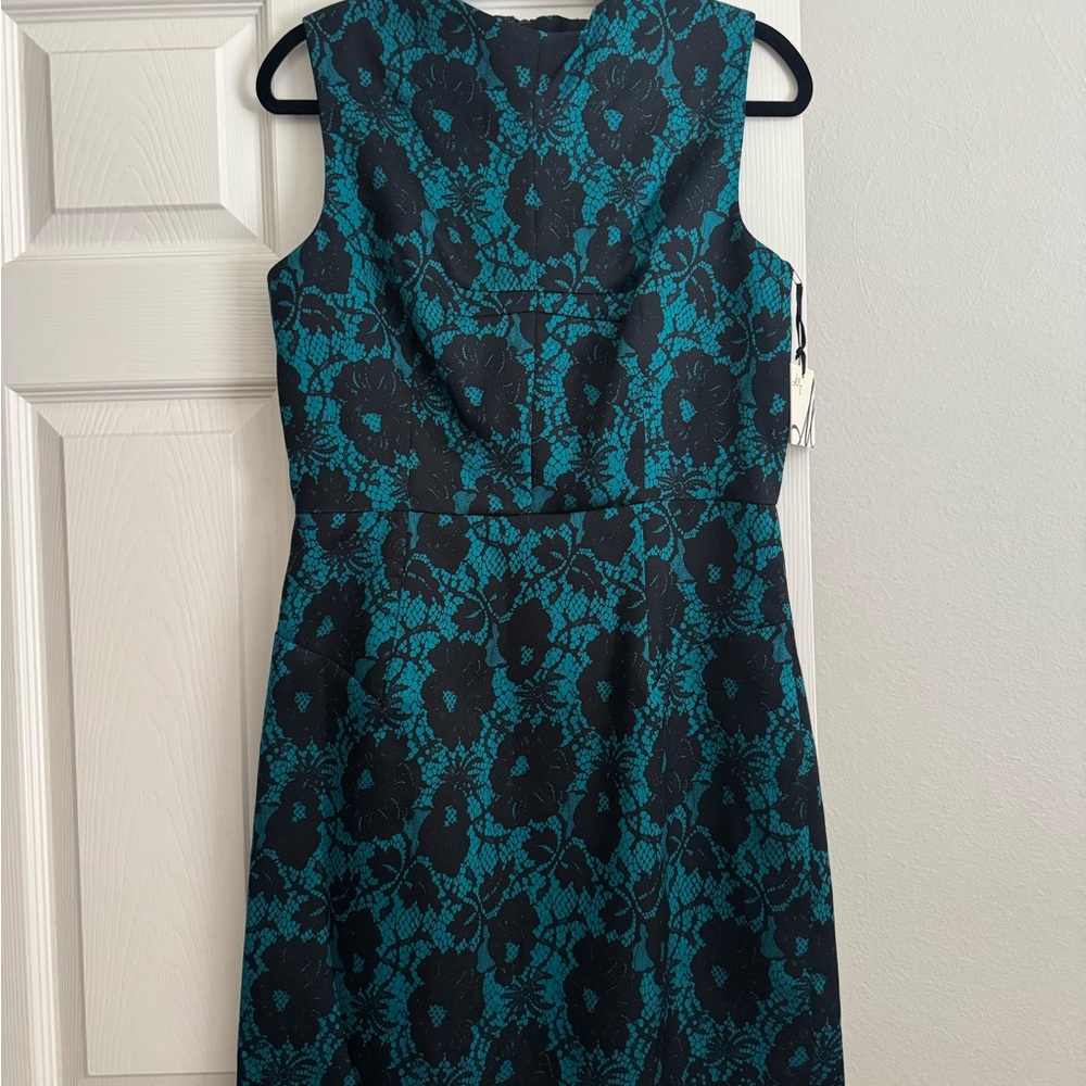 Milly Black and Teal Sleeveless Dress